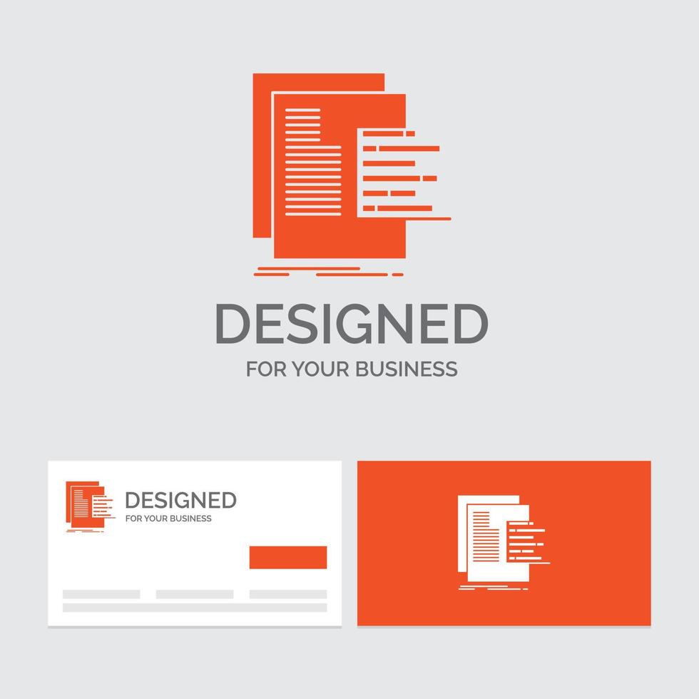Business logo template for chart. data. graph. reports. valuation. Orange Visiting Cards with Brand logo template. vector