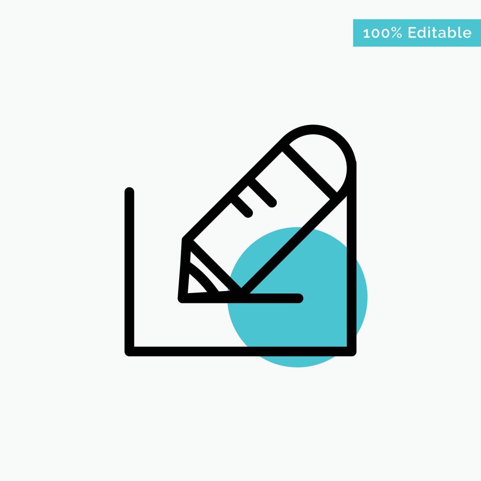 Pencil Write Text School turquoise highlight circle point Vector icon