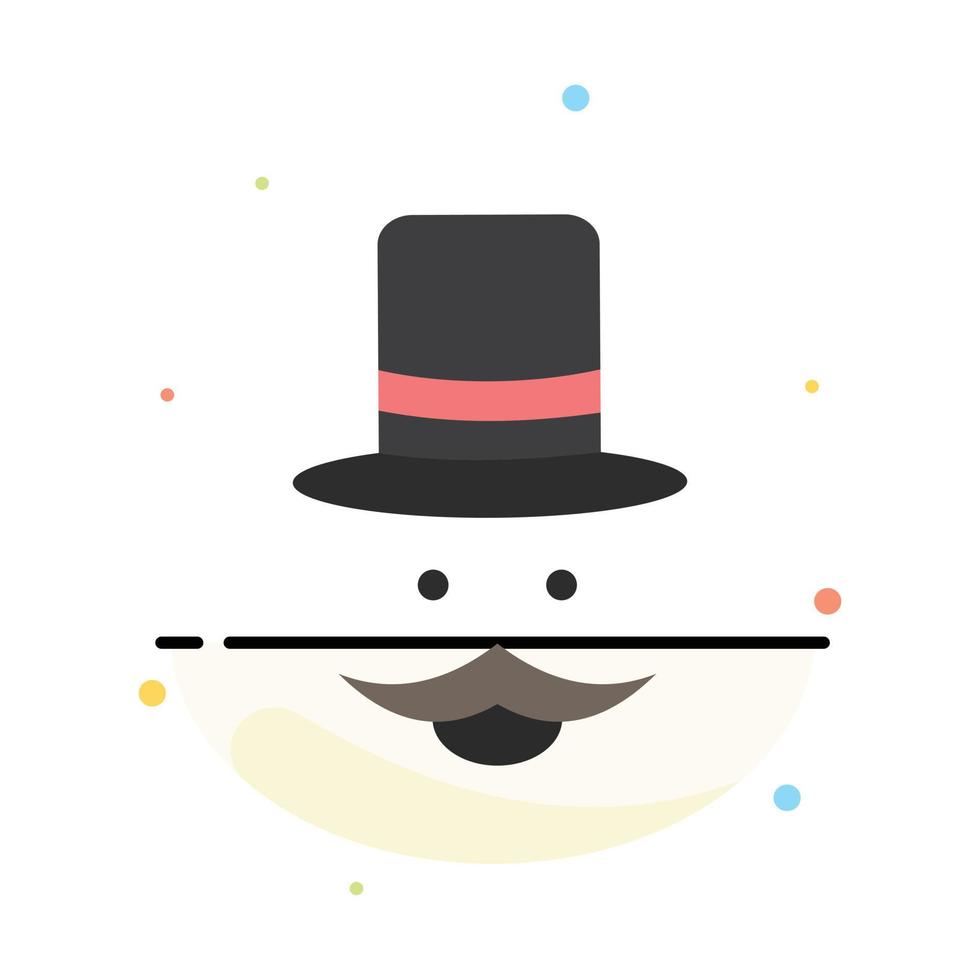 moustache Hipster movember hat men Flat Color Icon Vector