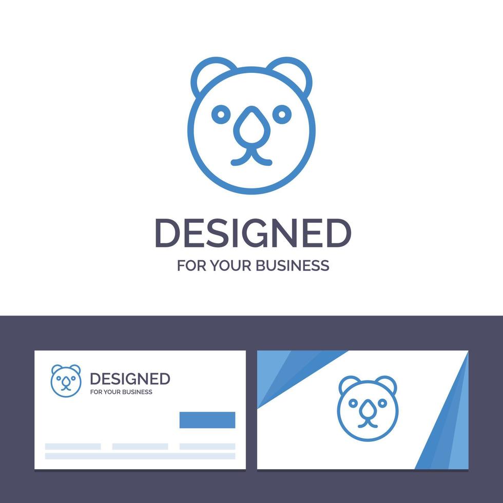 tarjeta de visita creativa y plantilla de logotipo cabeza de oso depredador ilustración vectorial vector