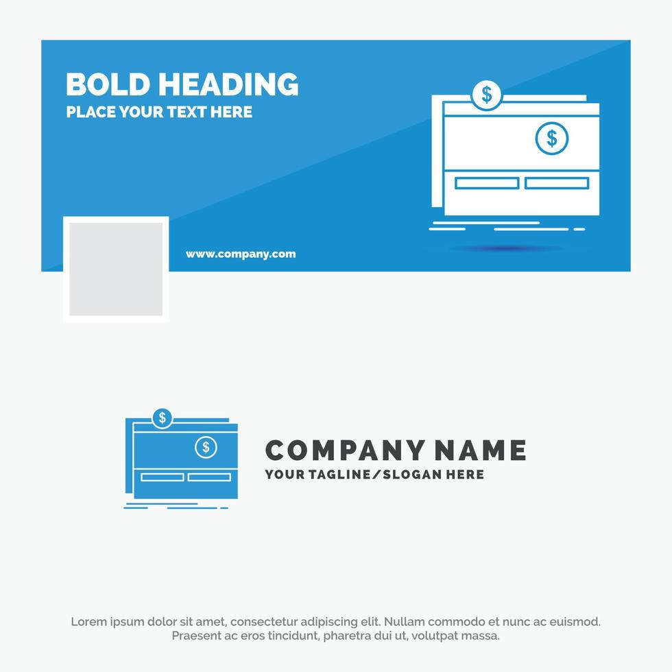 Blue Business Logo Template for Crowdfunding. funding. fundraising. platform. website. Facebook Timeline Banner Design. vector web banner background illustration