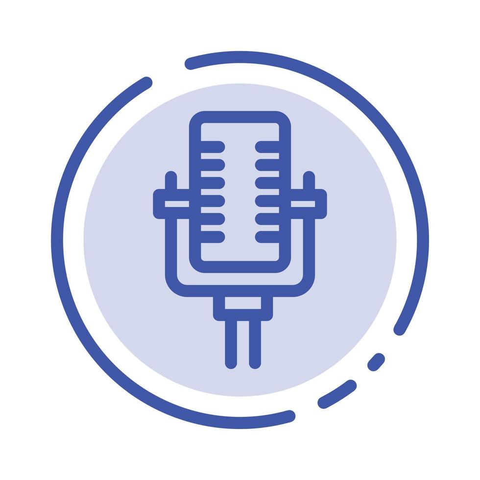 Microphone Multimedia Record Song Blue Dotted Line Line Icon vector