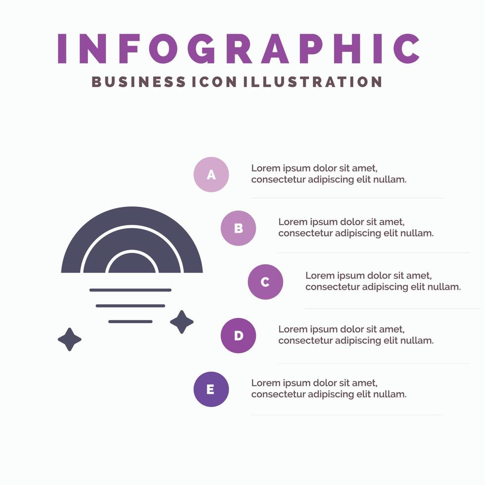 Rainbow Rainy Sky Weather Solid Icon Infographics 5 Steps Presentation Background vector