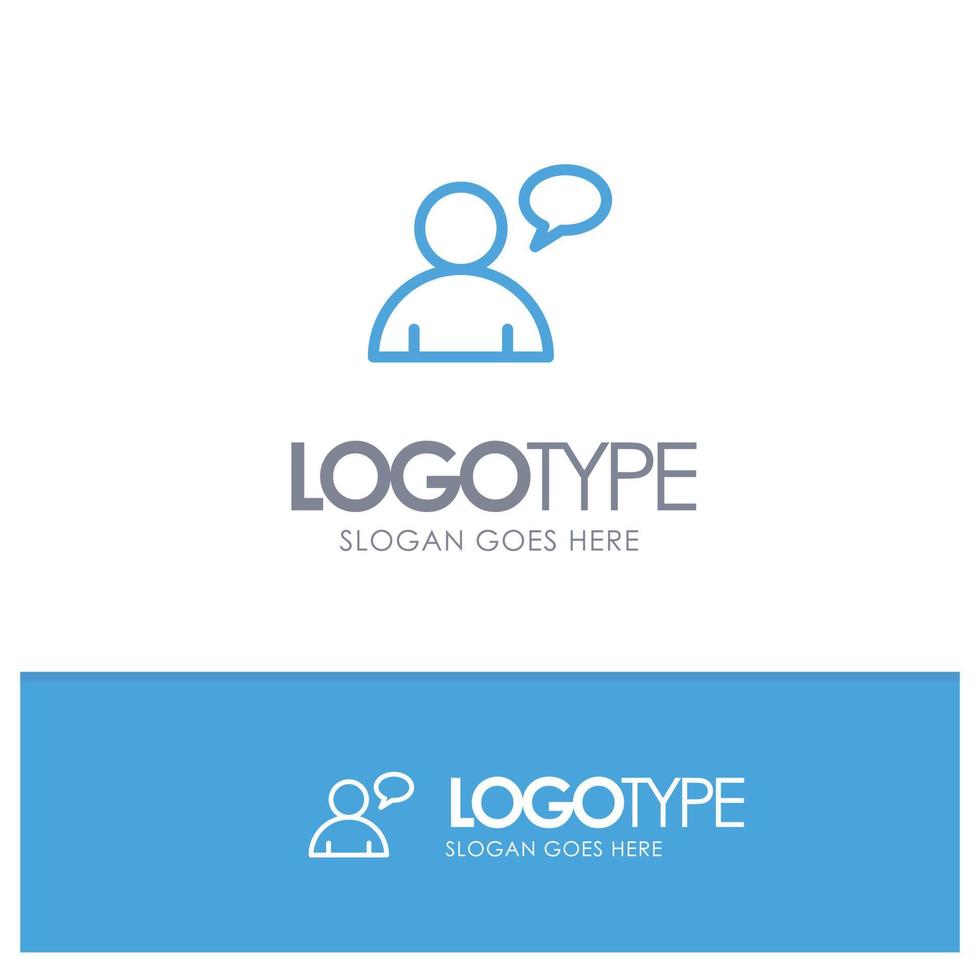 Basic Chatting User Blue outLine Logo with place for tagline vector