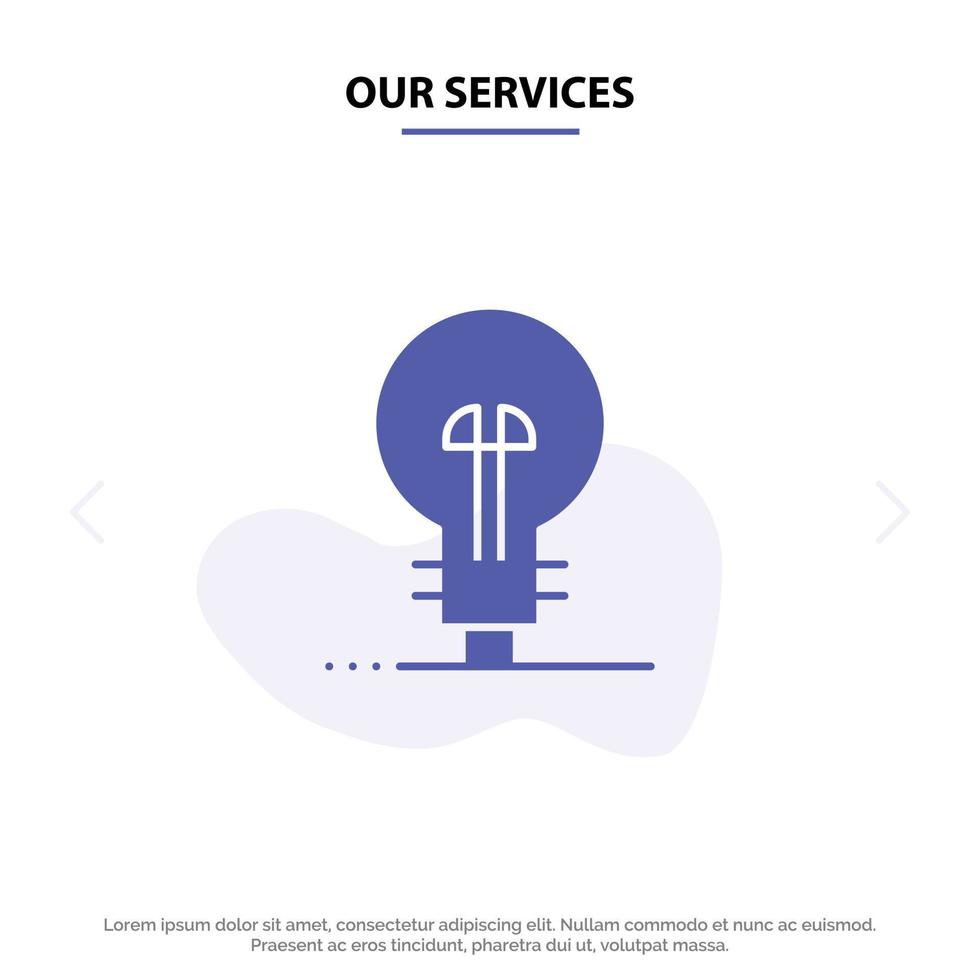 Our Services Business Defining Management Product Solid Glyph Icon Web card Template vector