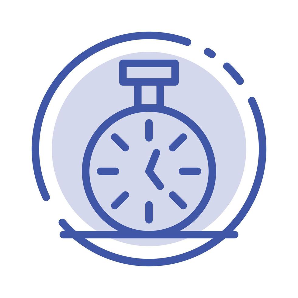 Stopwatch Time Timer Count Blue Dotted Line Line Icon vector