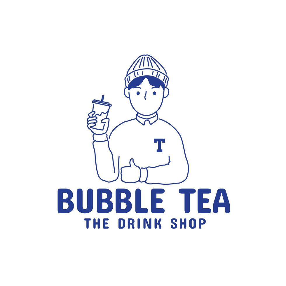 Retro Minimalist Line Art Mascot Coffee Shop with Japanese style Logo vector