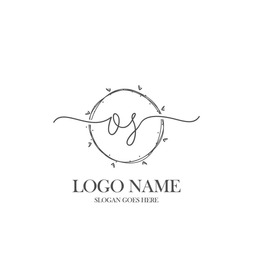 Initial OS beauty monogram and elegant logo design, handwriting logo of initial signature, wedding, fashion, floral and botanical with creative template. vector