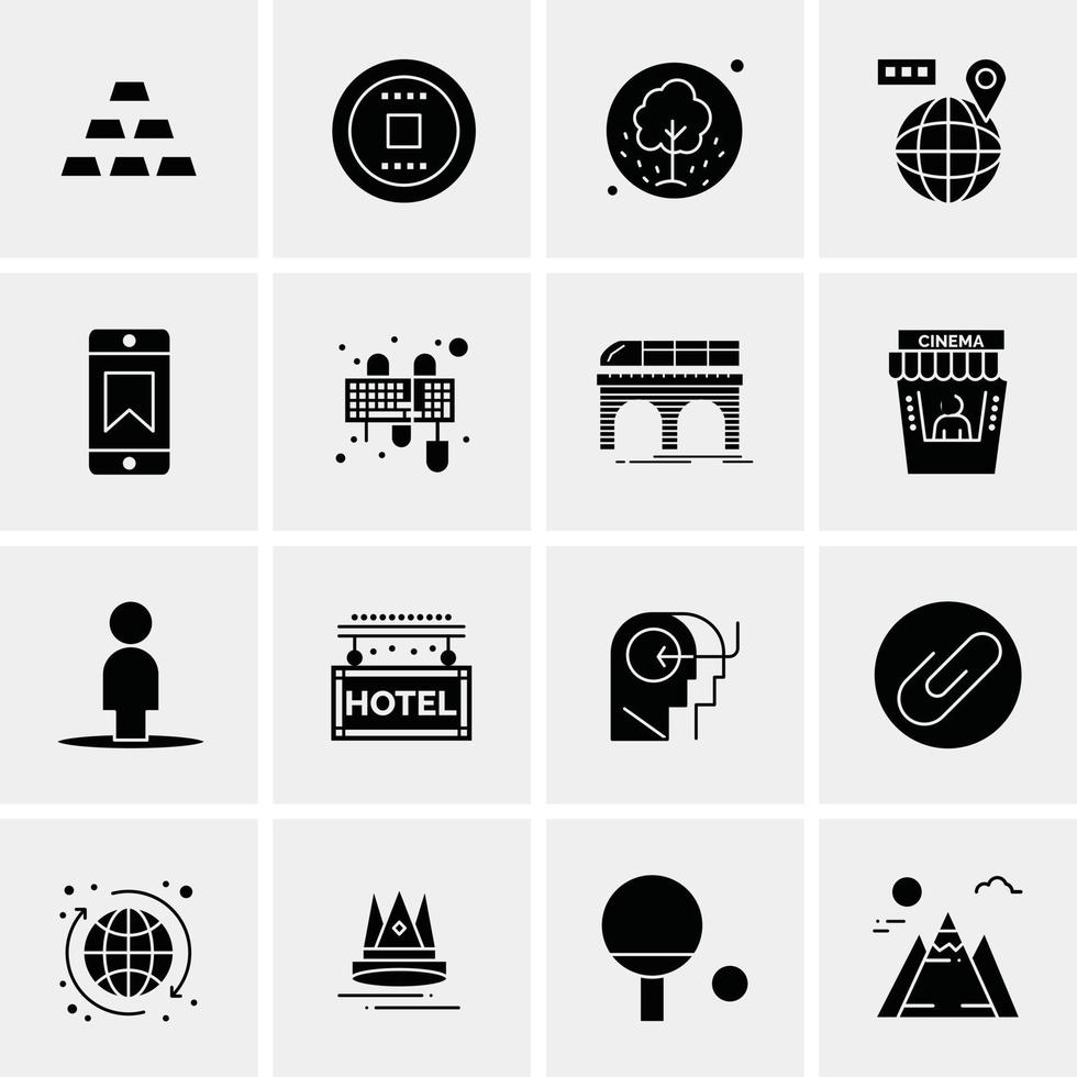 16 iconos de negocios universales vector ilustración de icono creativo para usar en proyectos relacionados con la web y dispositivos móviles