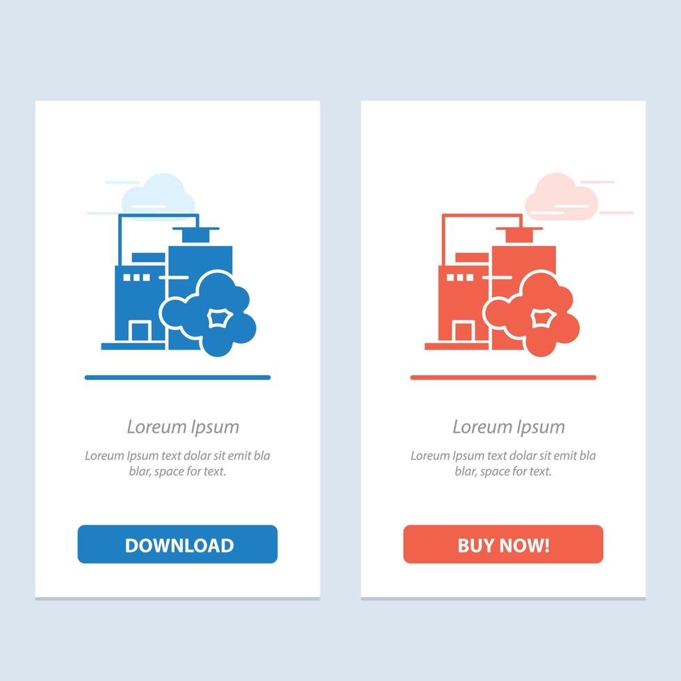 Factory Industry Landscape Pollution  Blue and Red Download and Buy Now web Widget Card Template vector