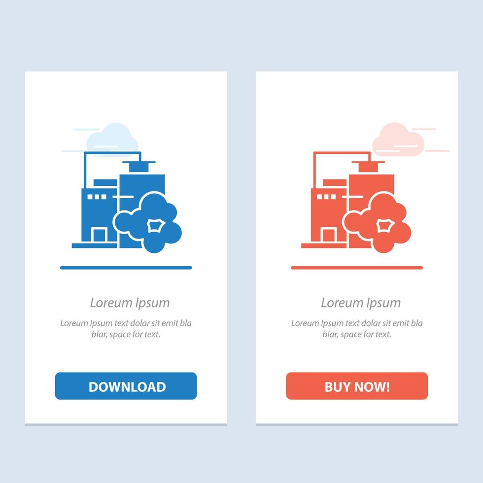 Factory Industry Landscape Pollution  Blue and Red Download and Buy Now web Widget Card Template vector