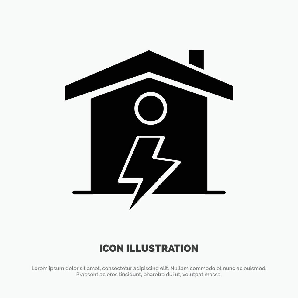 casa casa energía poder sólido glifo icono vector