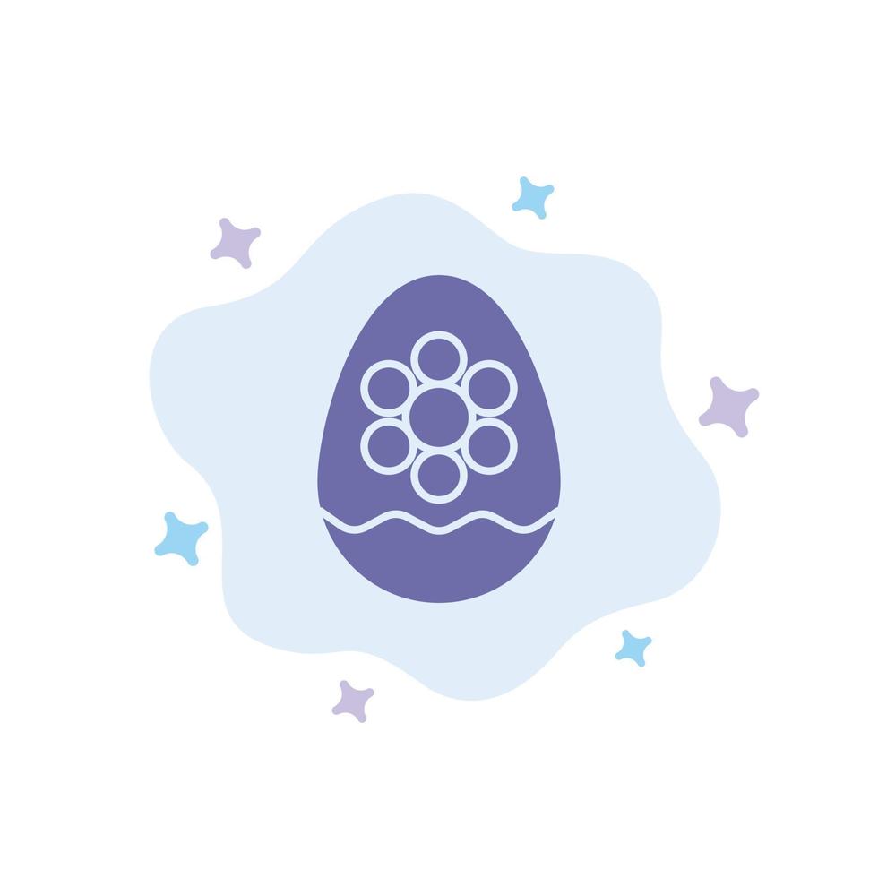 Egg Decoration Easter Flower Plant Blue Icon on Abstract Cloud Background vector