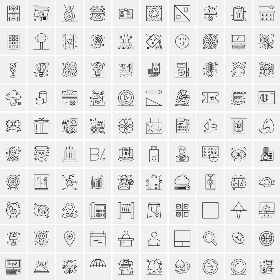 Pack of 100 Universal Line Icons for Mobile and Web vector