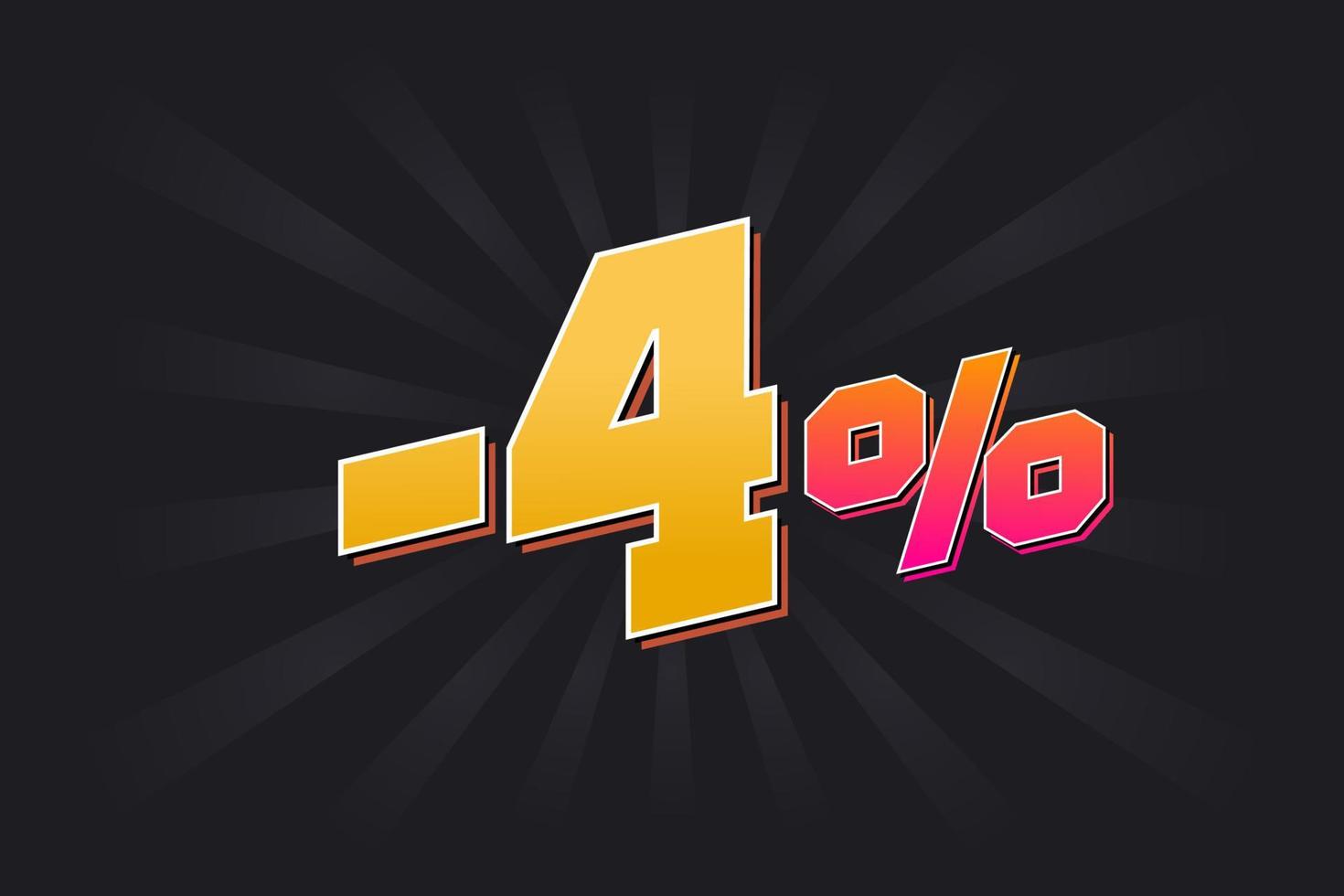 Negative 4 discount banner with dark background and yellow text. -4 percent sales promotional design. vector