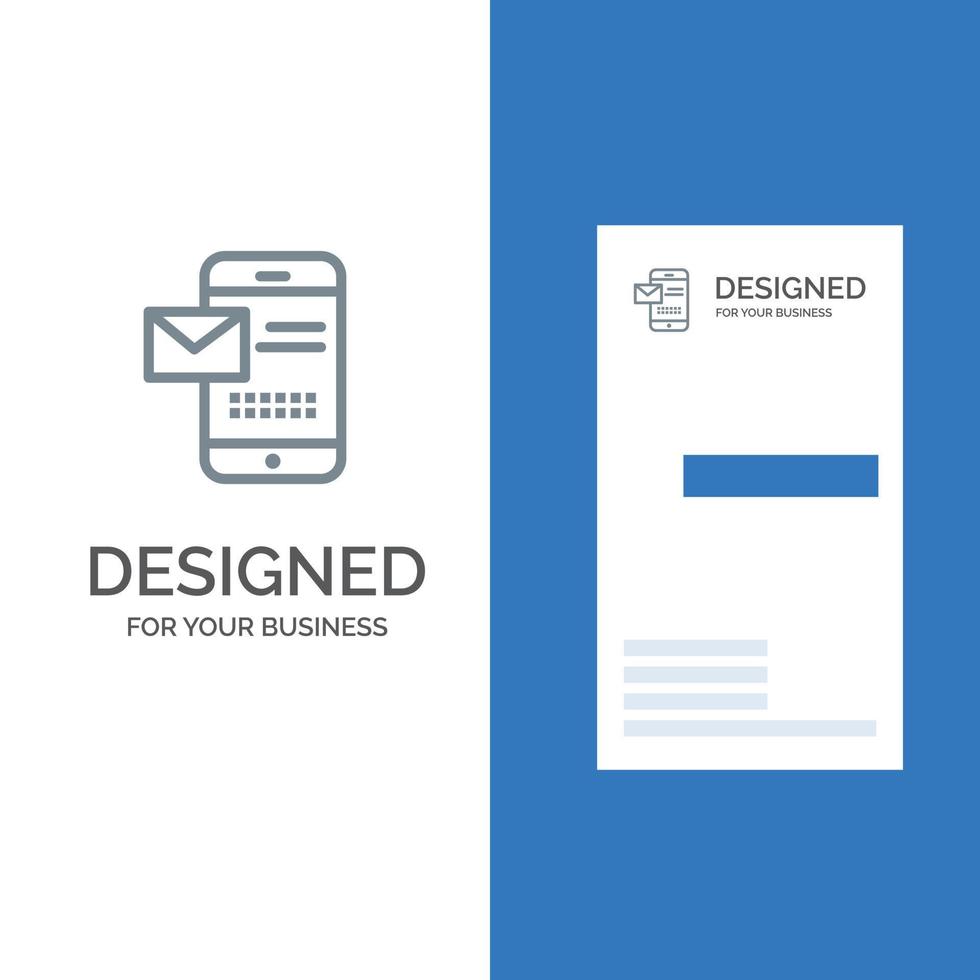 Mobile Message Sms Chat Receiving Sms Grey Logo Design and Business Card Template vector