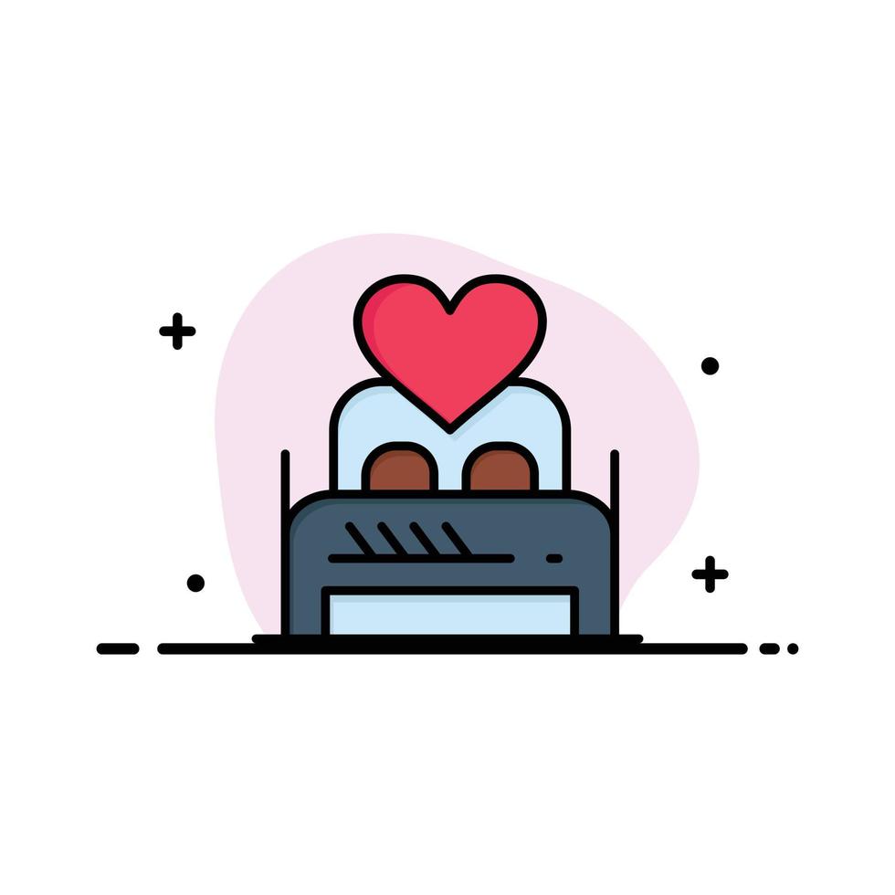 Bed Love Lover Couple Valentine Night Room  Business Flat Line Filled Icon Vector Banner Template