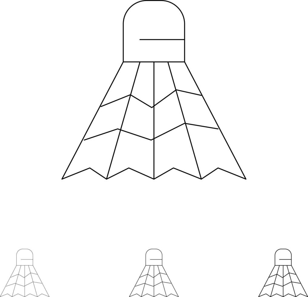 bádminton volante deporte juego atrevido y delgado conjunto de iconos de línea negra vector