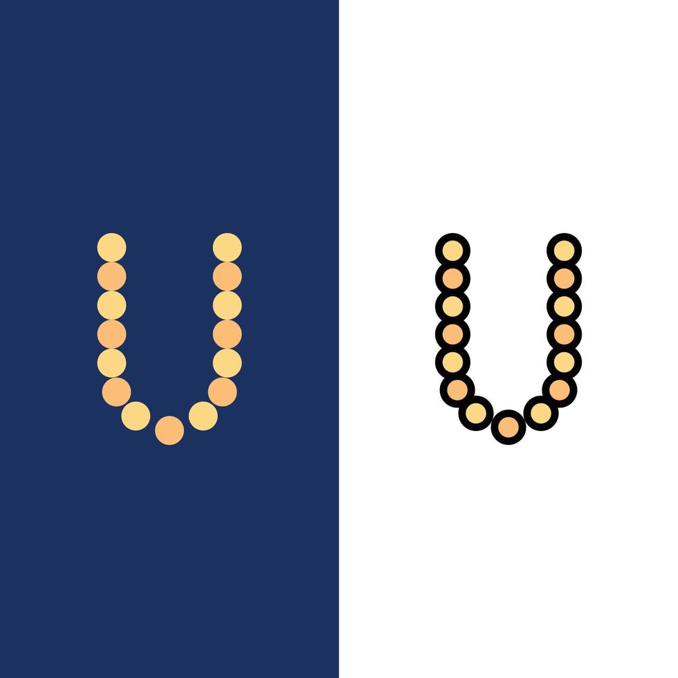 Accessories Beauty Lux Necklets  Icons Flat and Line Filled Icon Set Vector Blue Background