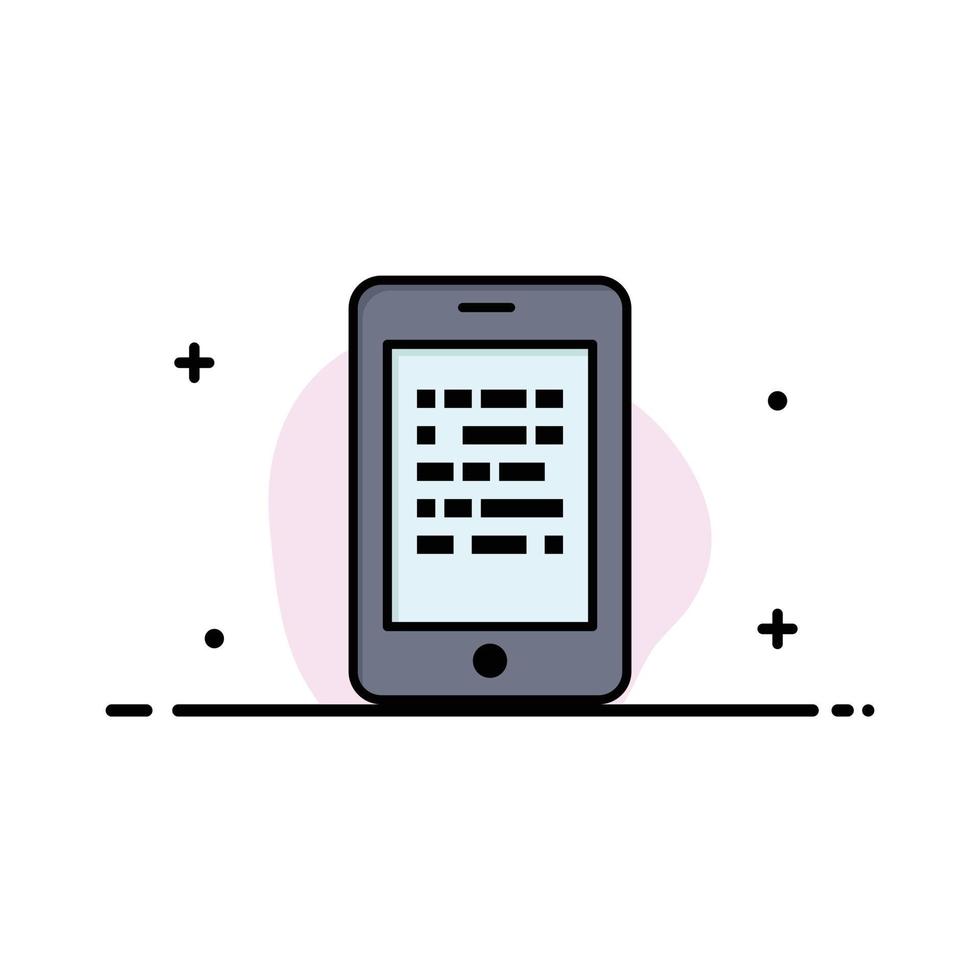 Mobile Read Data Secure E learning  Business Flat Line Filled Icon Vector Banner Template