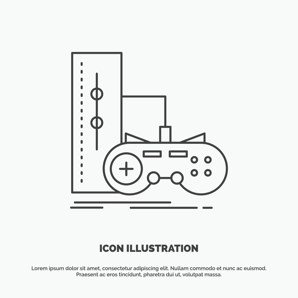 game. gamepad. joystick. play. playstation Icon. Line vector gray symbol for UI and UX. website or mobile application