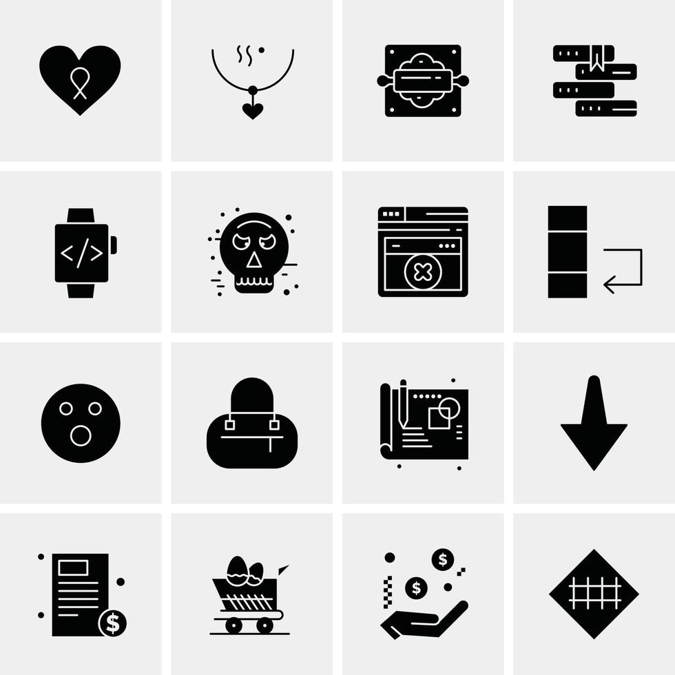 16 iconos de negocios universales vector ilustración de icono creativo para usar en proyectos relacionados con la web y dispositivos móviles