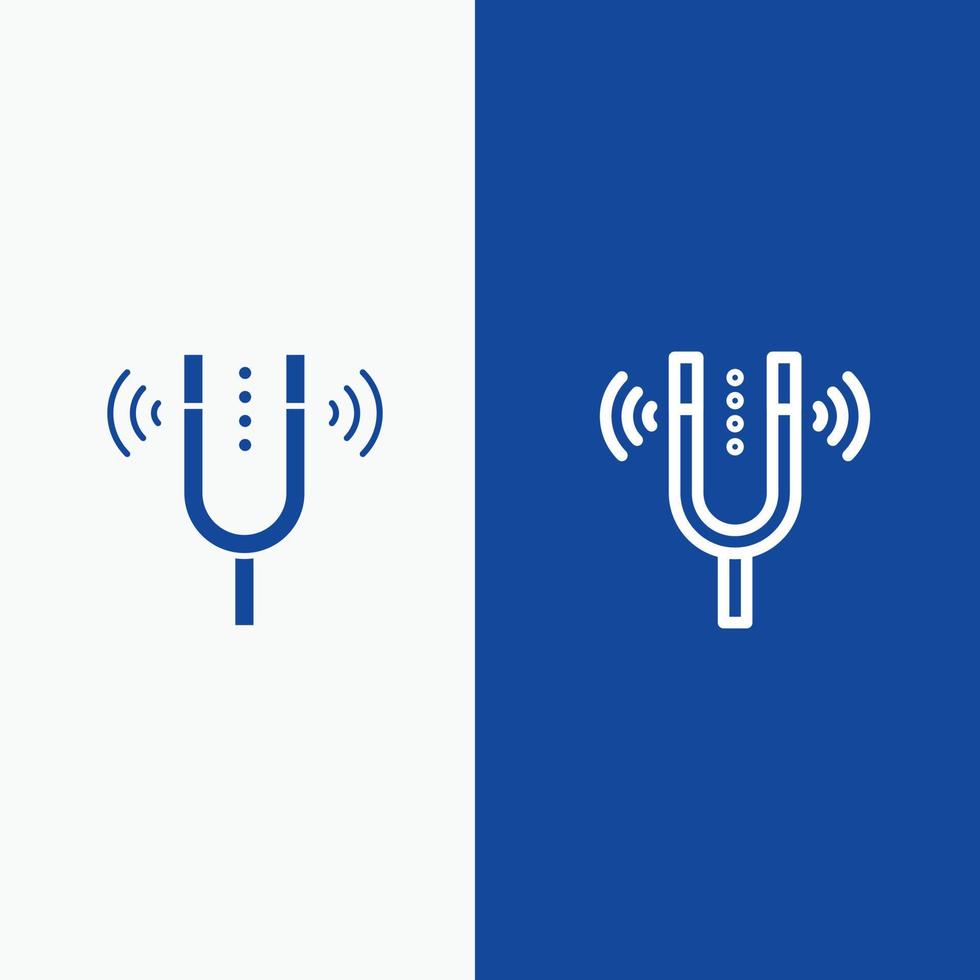 Concert Fork Cameron Pitch Reference Line and Glyph Solid icon Blue banner Line and Glyph Solid icon vector