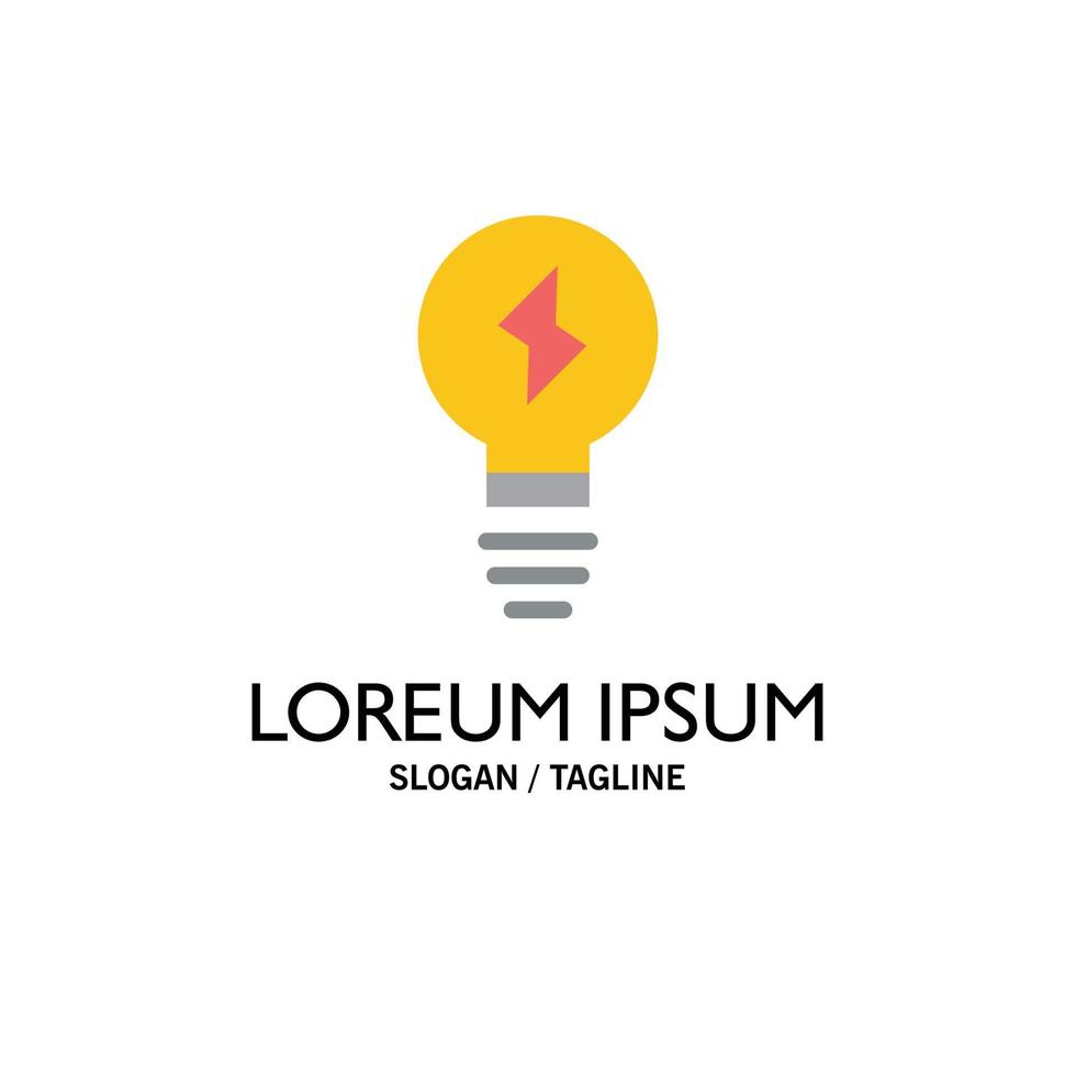 Bulb Light Power Business Logo Template Flat Color vector