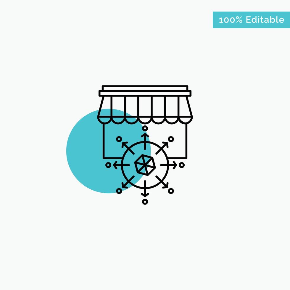 Shop Shopping Goal Business turquoise highlight circle point Vector icon