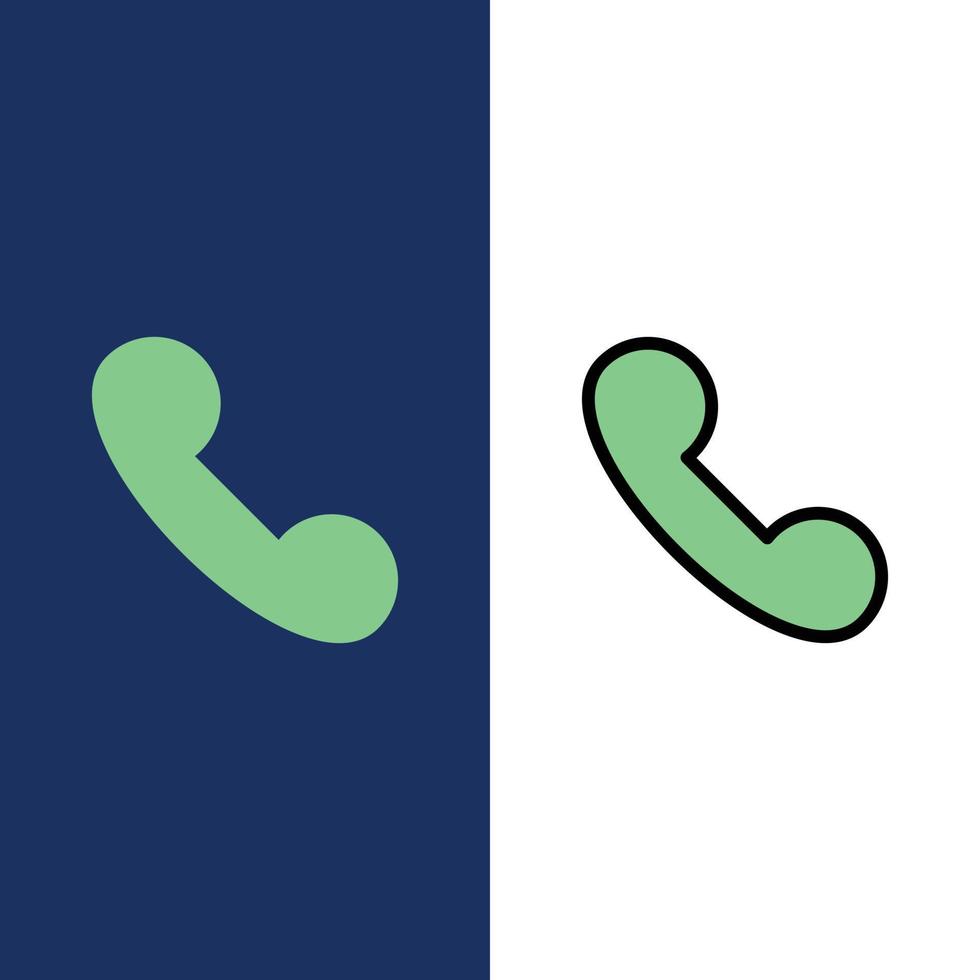 Phone Mobile Telephone Call  Icons Flat and Line Filled Icon Set Vector Blue Background