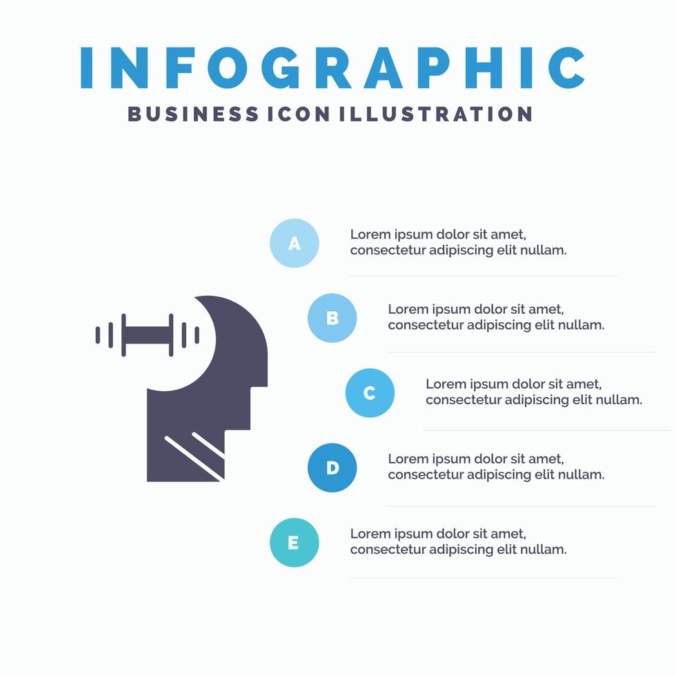 entrenamiento brian dumbbell head plantilla de presentación de infografías presentación de 5 pasos vector