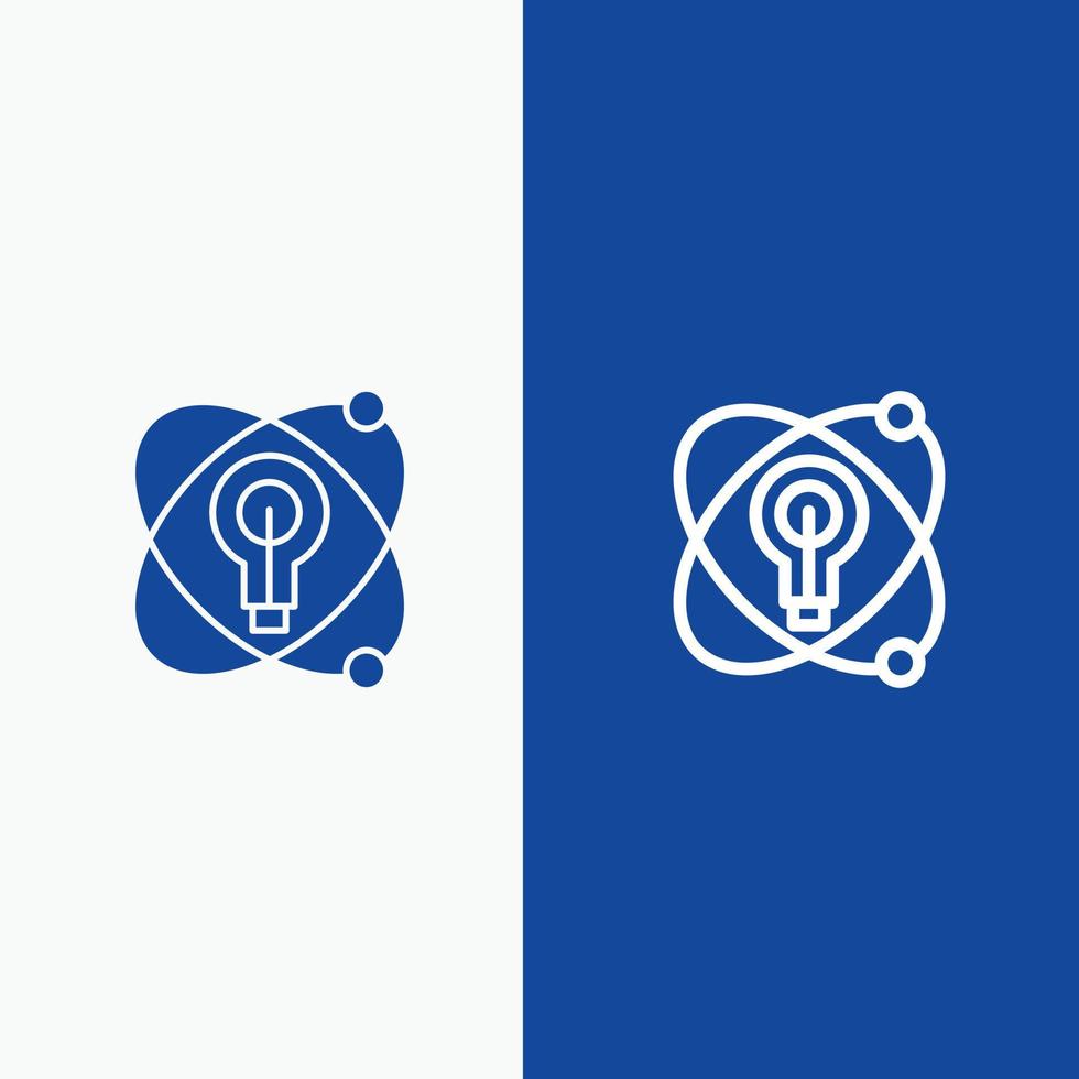 Atom Education Nuclear Bulb Line and Glyph Solid icon Blue banner vector