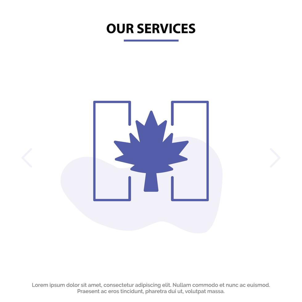 Our Services Flag Autumn Canada Leaf Solid Glyph Icon Web card Template vector