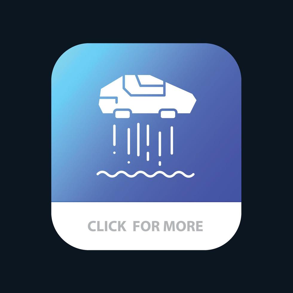 Hover car Personal Car Technology Mobile App Button Android and IOS Glyph Version vector