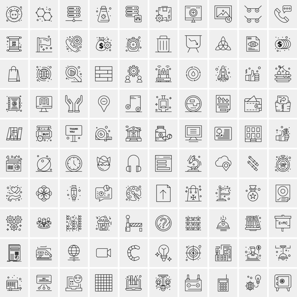 Pack of 100 Universal Line Icons for Mobile and Web vector