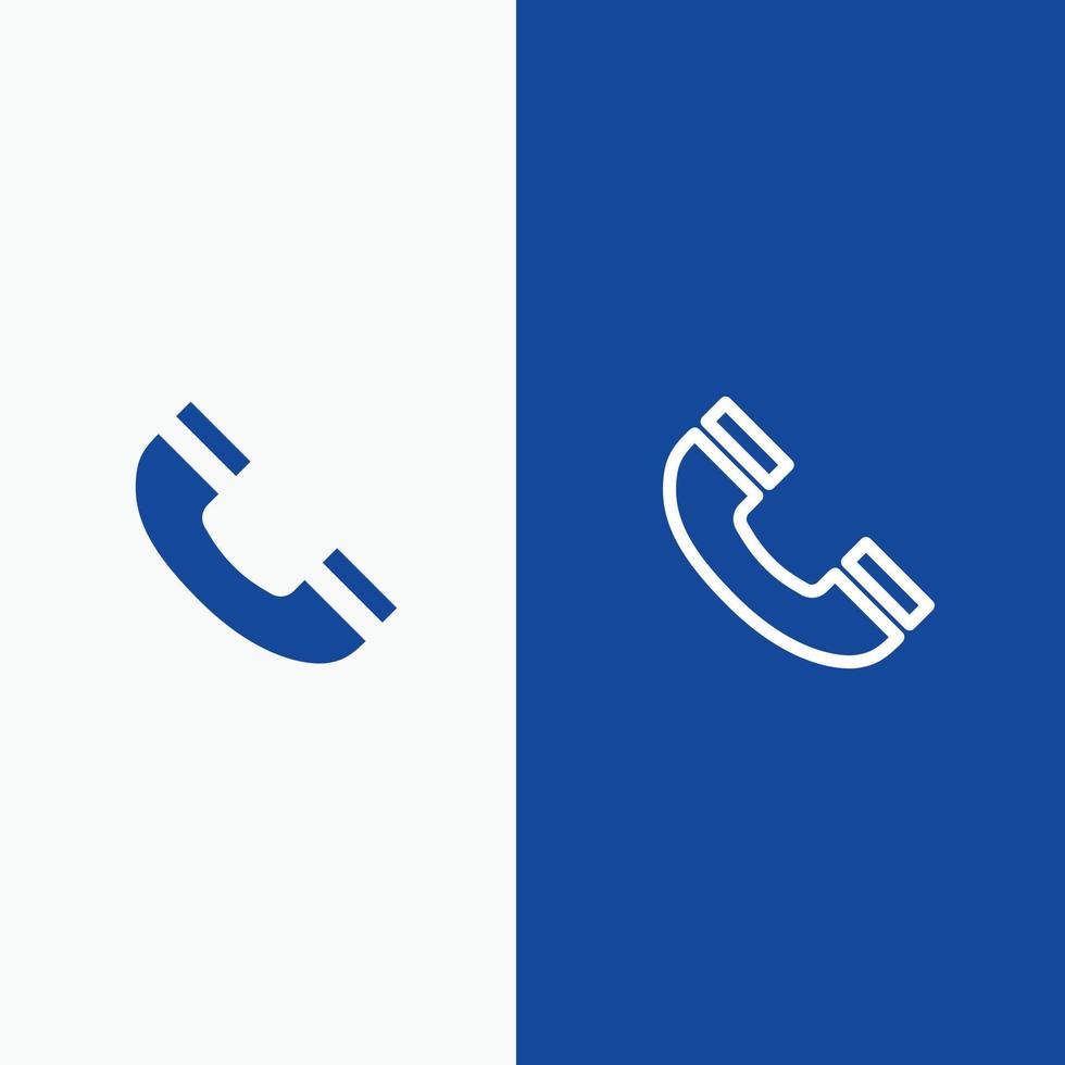 interfaz de llamada teléfono línea de interfaz de usuario y glifo icono sólido banner azul línea y glifo icono sólido banner azul vector