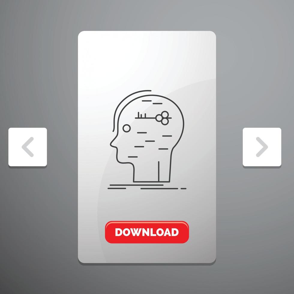 brain. hack. hacking. key. mind Line Icon vector