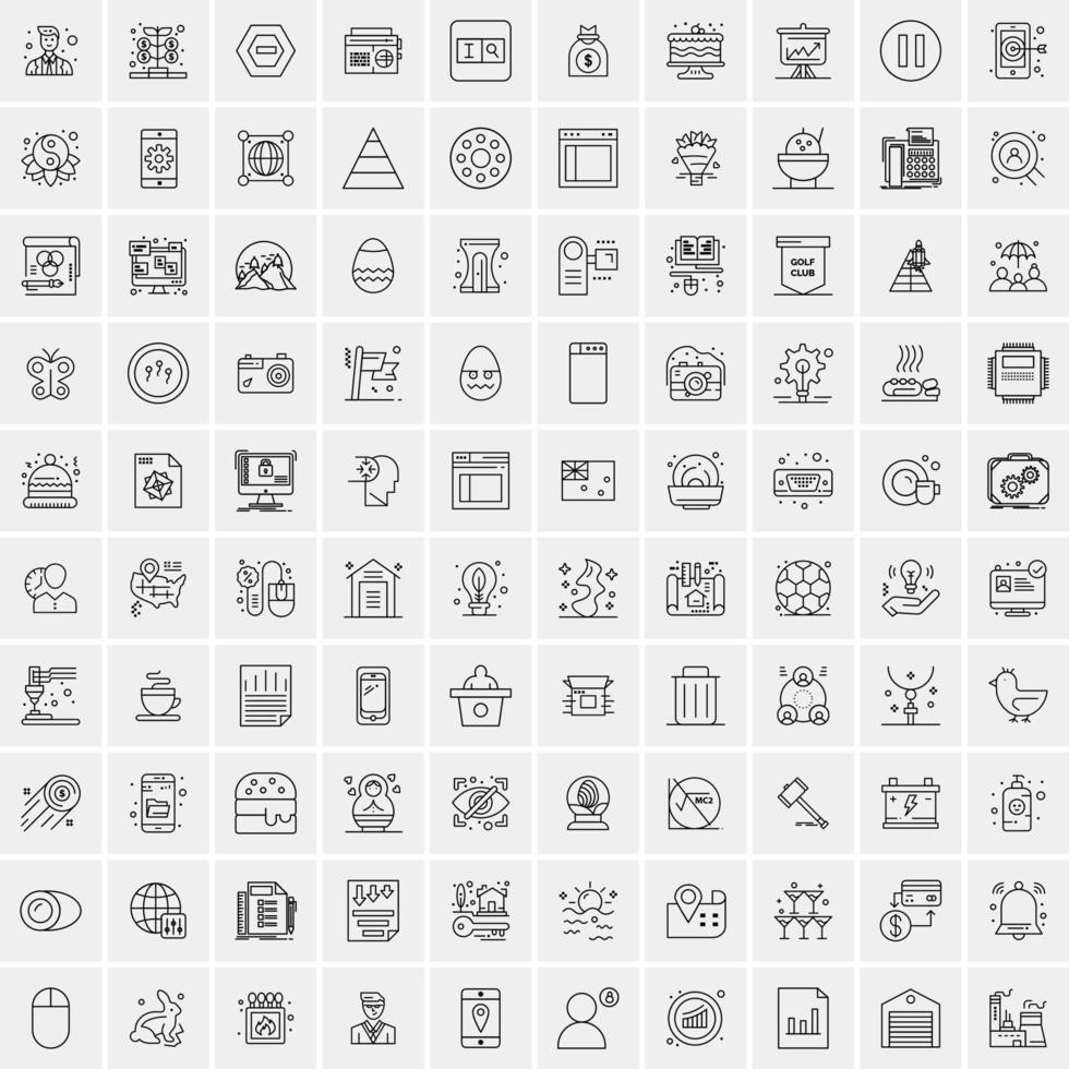 Set of 100 Creative Business Line Icons vector