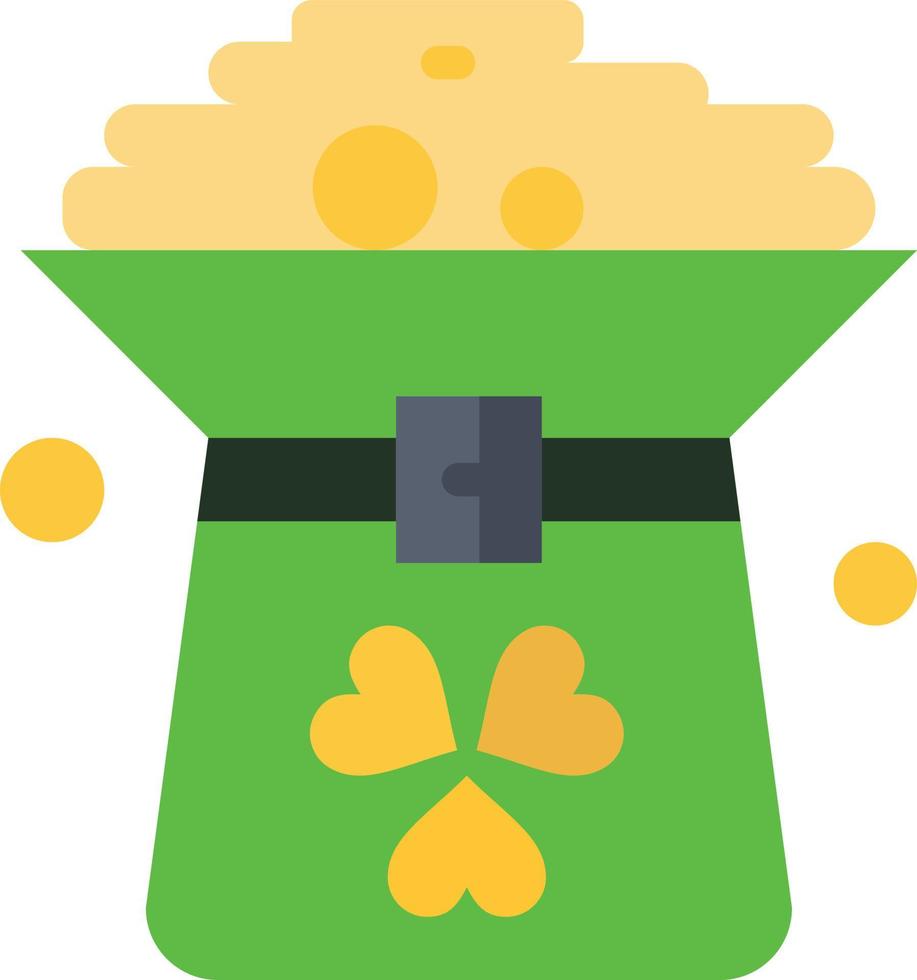 moneda de trébol sombrero verde en color plano icono vector icono plantilla de banner