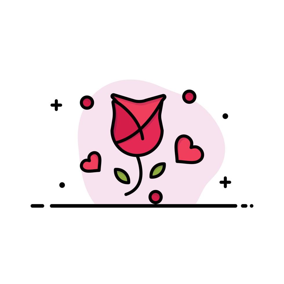 rosa flor amor proponer san valentín negocio línea plana icono lleno vector banner plantilla