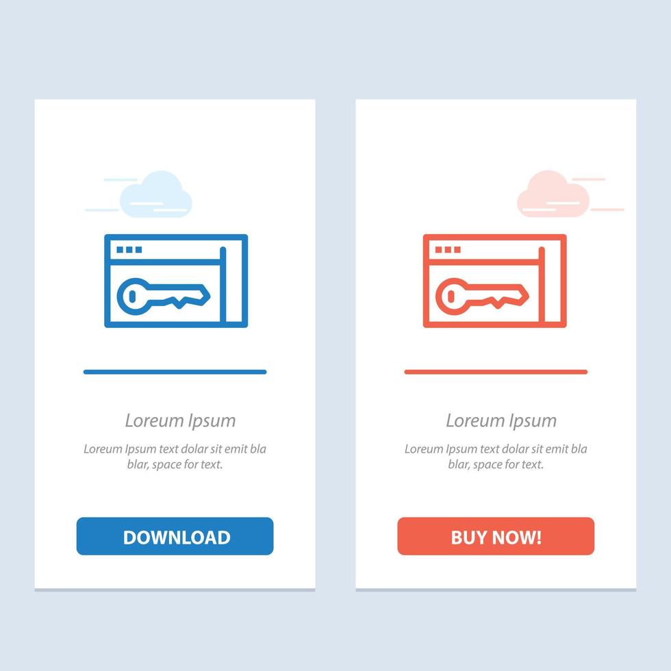 Browser Security Key Room  Blue and Red Download and Buy Now web Widget Card Template vector