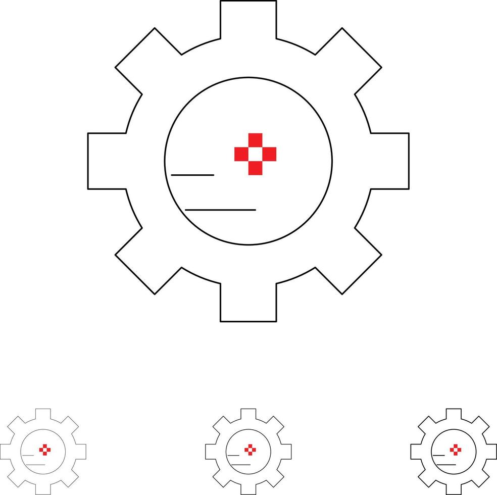 Gear Setting Lab Chemistry Bold and thin black line icon set vector