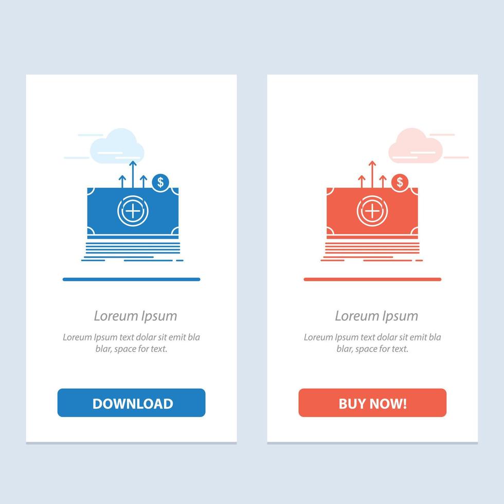 Money Dollar Medical Transfer  Blue and Red Download and Buy Now web Widget Card Template vector