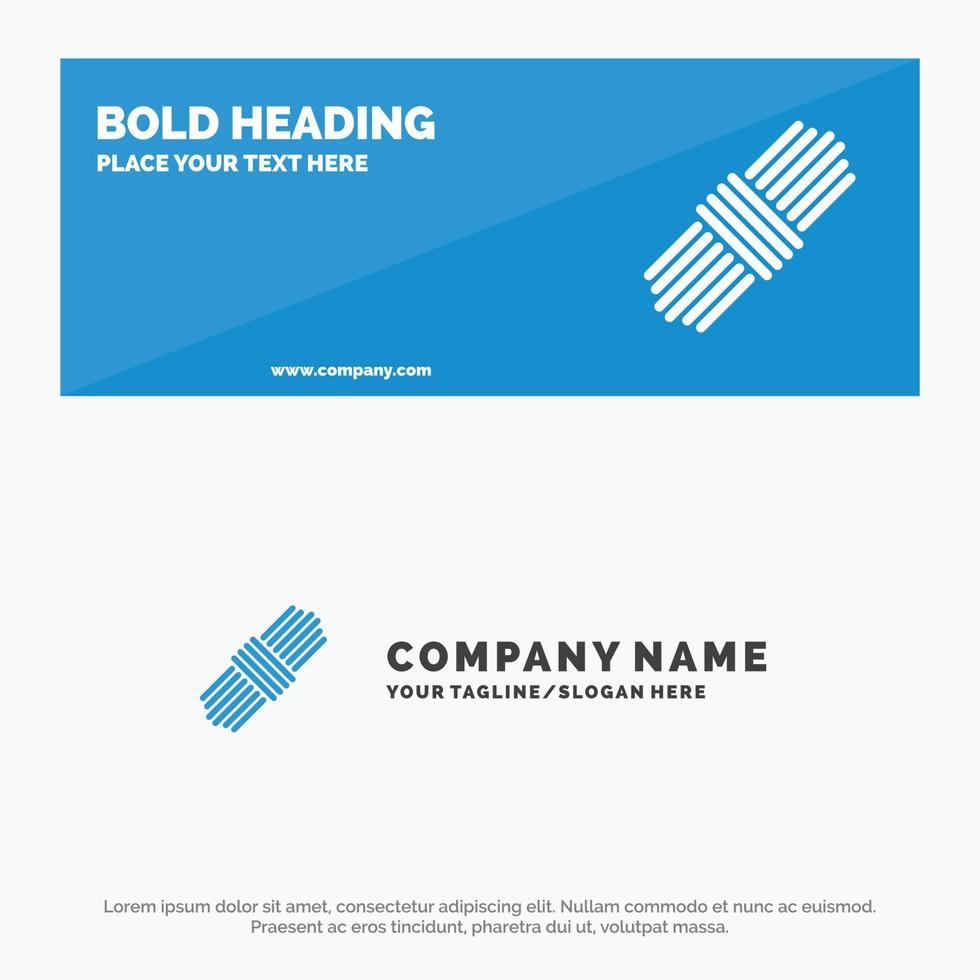 conjunto de paquetes de cuerdas banner de sitio web de icono sólido y plantilla de logotipo de empresa vector