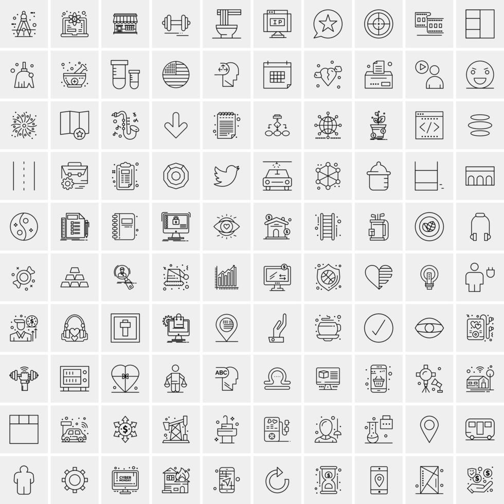 Set of 100 Creative Business Line Icons vector