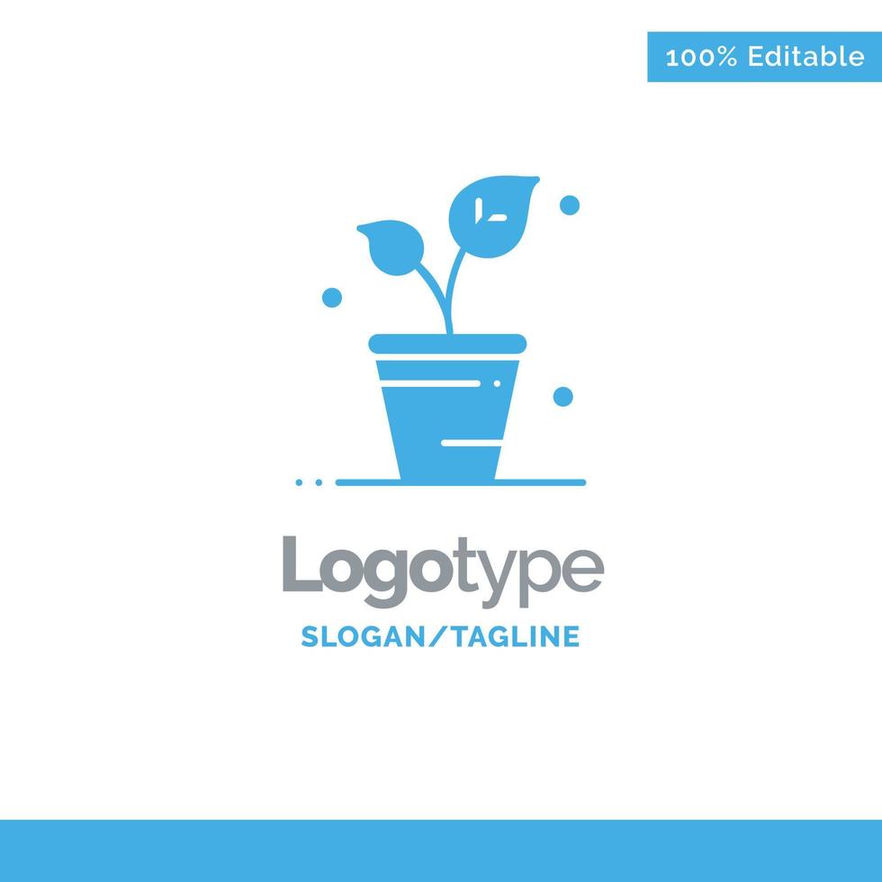 Leaf Ecology Spring Nature Blue Solid Logo Template Place for Tagline vector