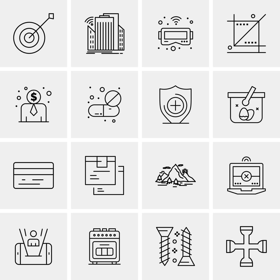 16 iconos de negocios universales vector ilustración de icono creativo para usar en proyectos relacionados con la web y dispositivos móviles