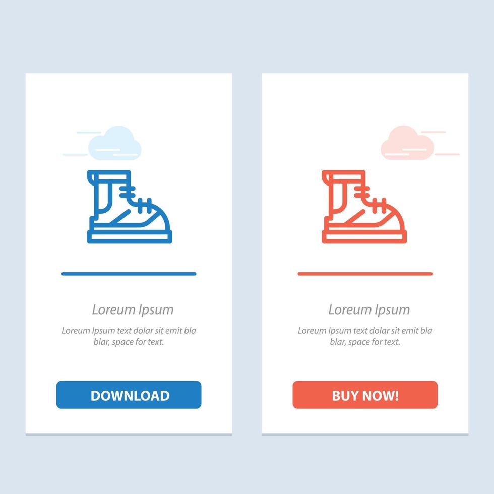 Boots Hiker Hiking Track Boot  Blue and Red Download and Buy Now web Widget Card Template vector