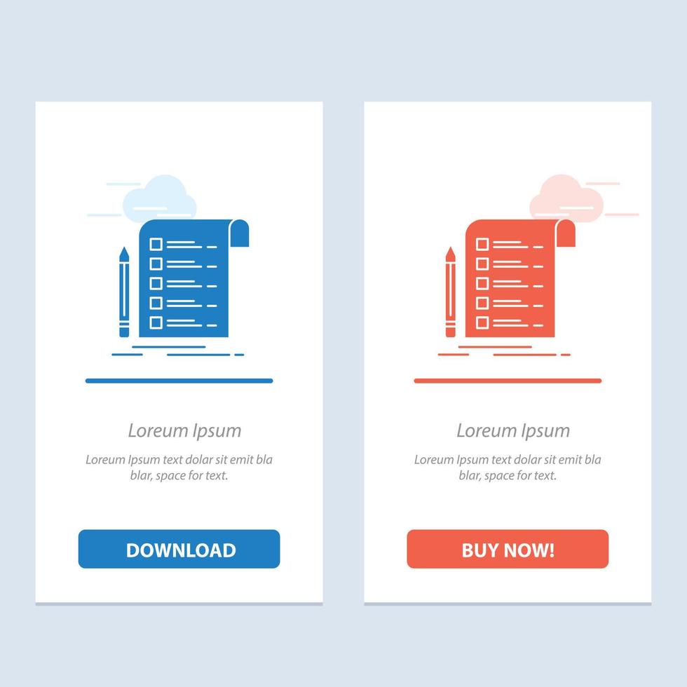 File Report Invoice Card Checklist  Blue and Red Download and Buy Now web Widget Card Template vector
