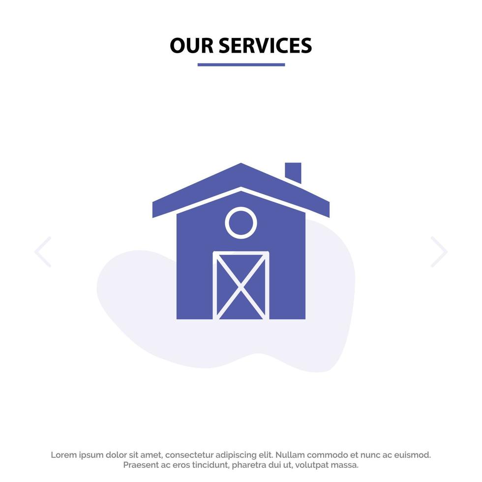 Our Services Home House Canada Solid Glyph Icon Web card Template vector